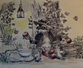 This little washy raccoon was made with calligraphy pen and India ink. Coffee stained watercolor paper. I learned that this kind of ink will tolerate absolutely no water. It just bled rivulets. So I changed my tactics and surprised myself with a pen wash, mixed with watercolor.  Not what I was thinking, but not displeasing. 🧐 

Creation speaks of God and His principles. Perhaps he made the raccoon to be a model of cleanliness for us to learn from. 😁

#raccoon #penart #art #penwash #illustration