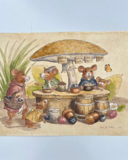 Summer sales!  I live in an area that has many such stands. ( minus the little animals! 😉) They are a blessing, and I am always amazed at the abundance. I don’t want to take that for granted. I am very thankful for the Lord’s provision! 

#producestand #fallharvest #childrensillustration #animalwatercolor