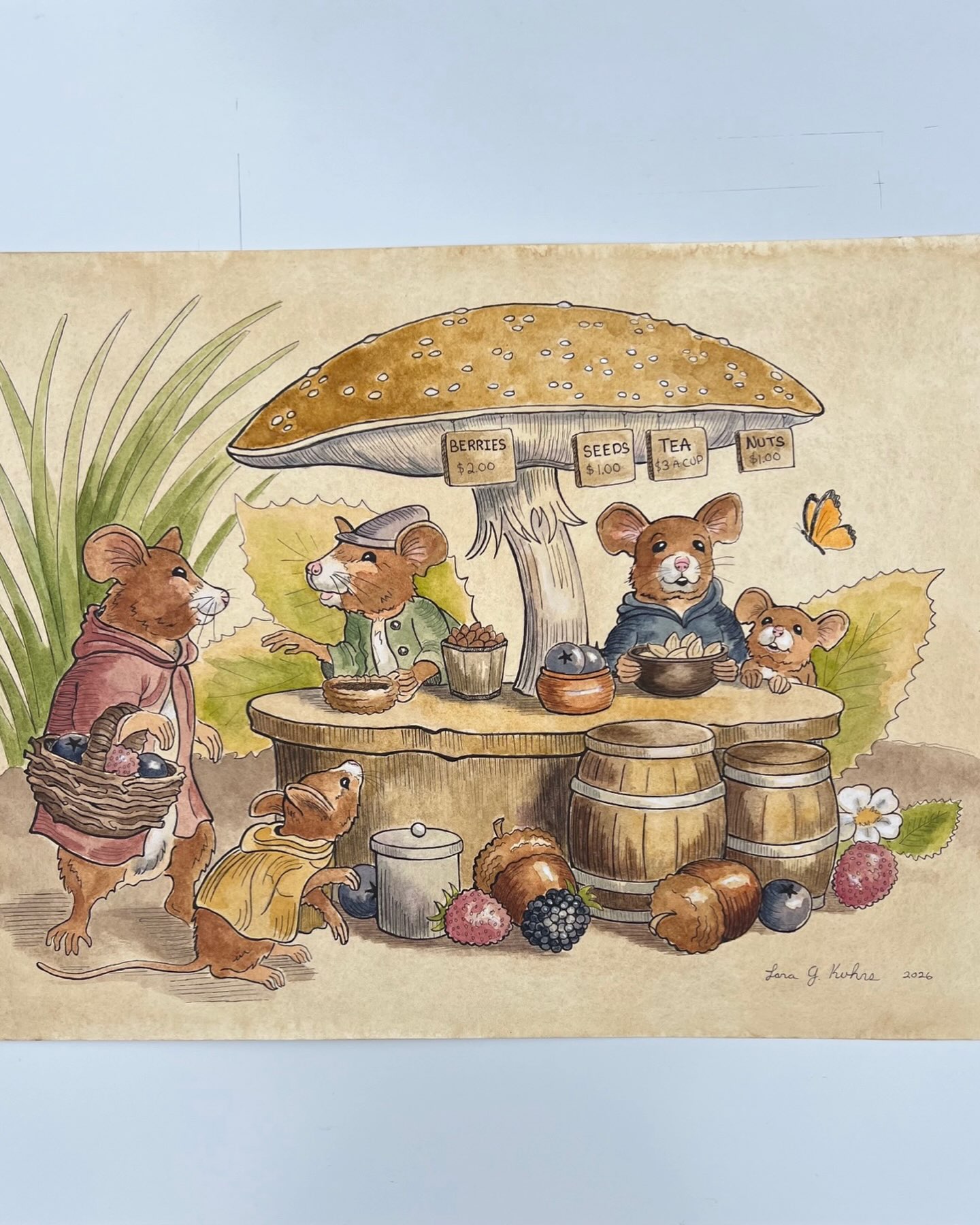 Summer sales!  I live in an area that has many such stands. ( minus the little animals! 😉) They are a blessing, and I am always amazed at the abundance. I don’t want to take that for granted. I am very thankful for the Lord’s provision! 

#producestand #fallharvest #childrensillustration #animalwatercolor